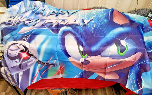 Sonic The Hedgehog Party Supplies Pin The Ring Game & 3 x 5 ft Flag Photo Backdr