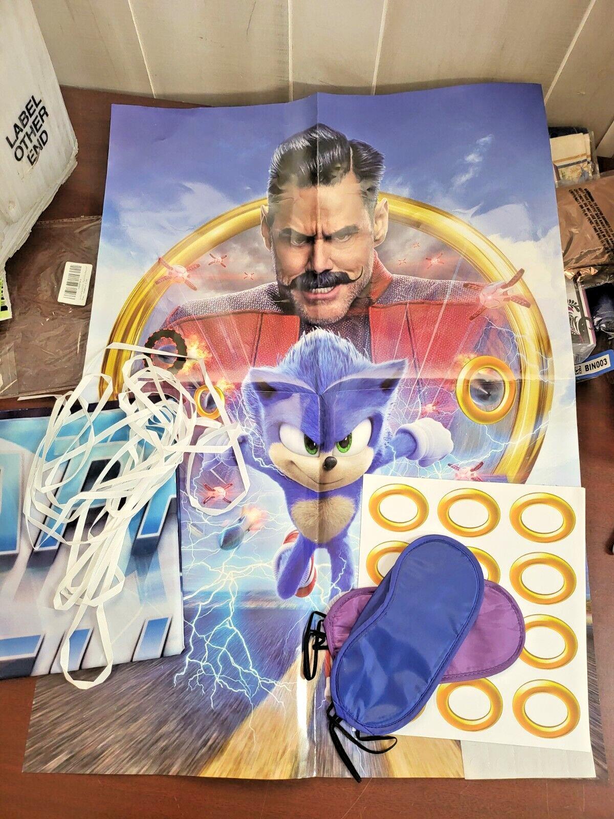 Sonic The Hedgehog Party Supplies Pin The Ring Game & 3 x 5 ft Flag Photo Backdr
