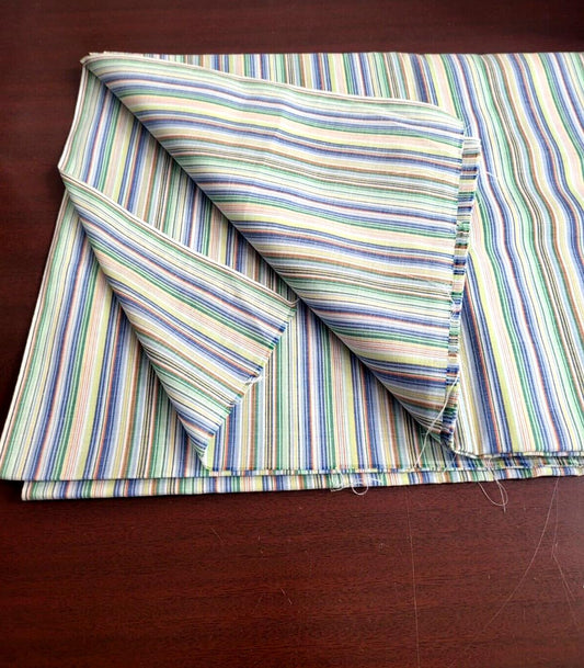 Fabric 5.5 yds 45" Multicolor Pastel Stripe Cotton*     Looks and feels cotton