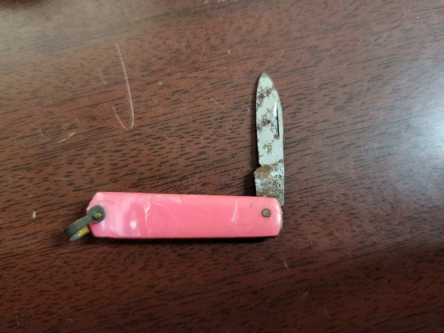 Vintage Miniature Pocket Knife PINK  Made In Japan 1" Single Blade