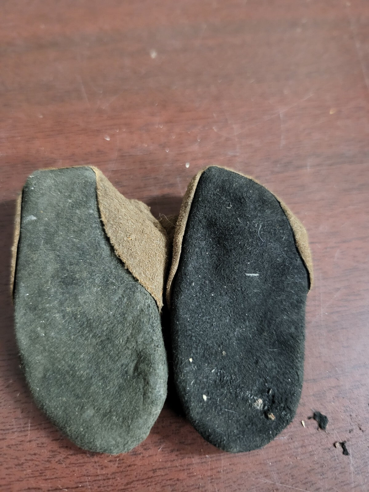 Vintage Miniature Leather Moccasins Beaded 2.25"L Baby Doll Booties OLD