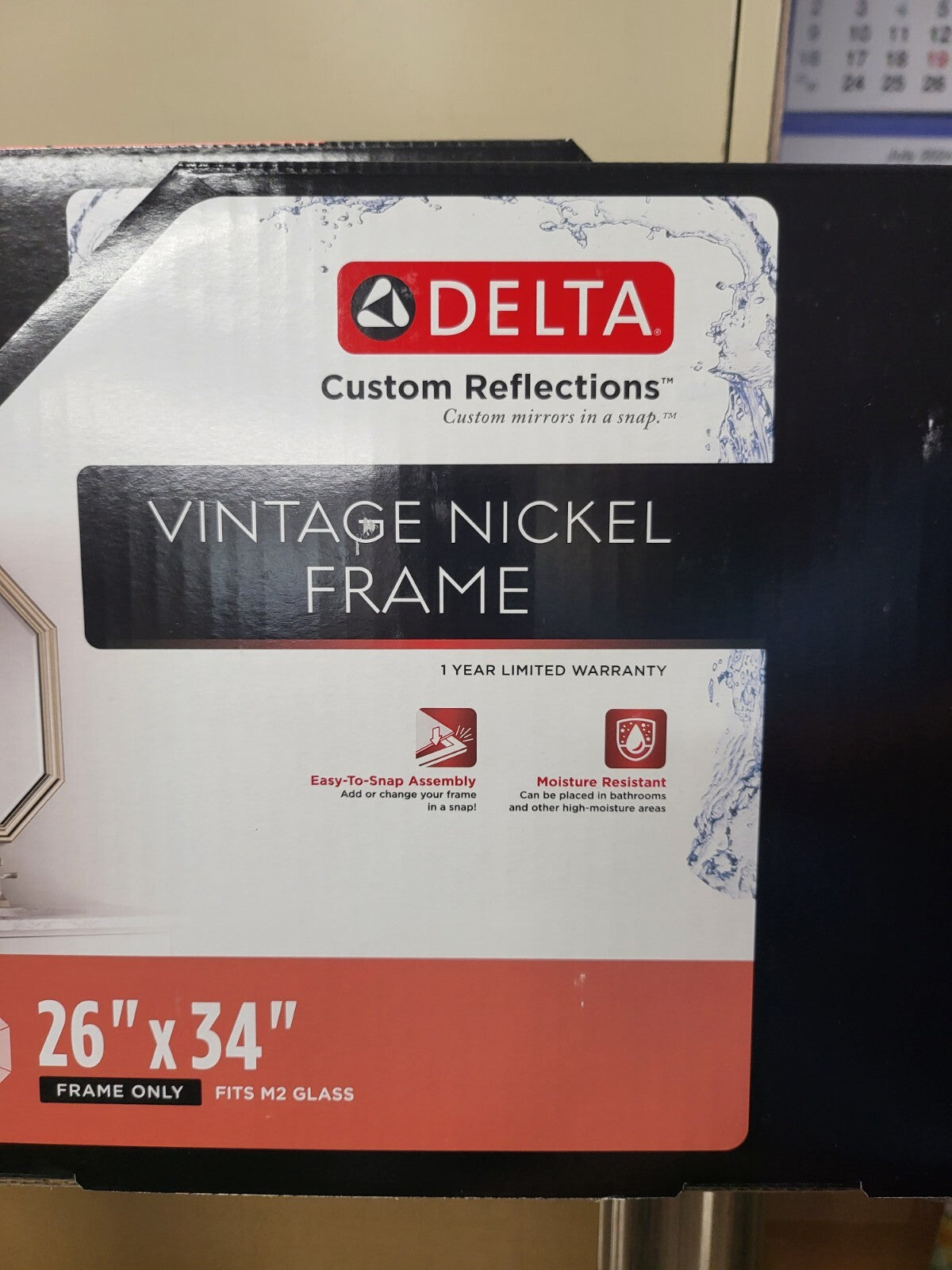 3 Delta Vintage Nickel Octagonal Mirror Frame 26 x 34 Fits M2 Glass    NIB