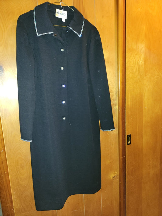 Vintage Clothing Butterknit Coat Black with Jeweled Accents #801