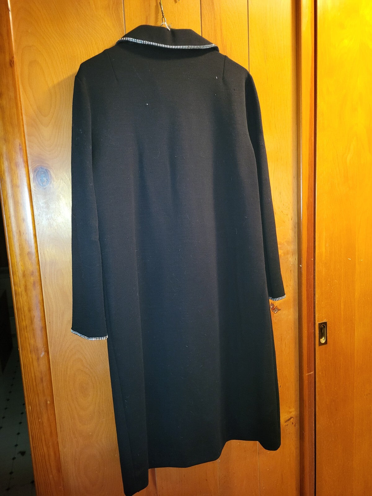 Vintage Clothing Butterknit Coat Black with Jeweled Accents #801
