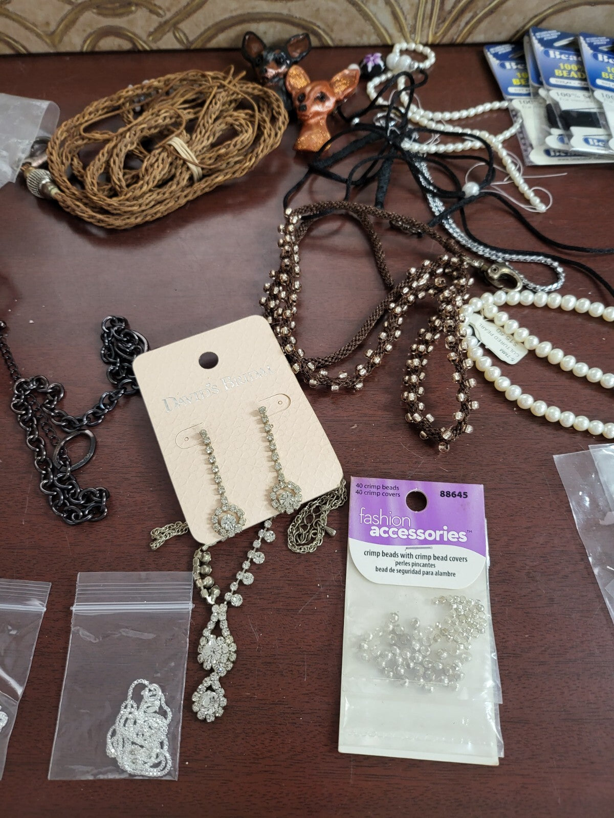 Large Jewelry & Making Lot 30+ pieces beads Necklaces Pins Silk & Paracord  #266