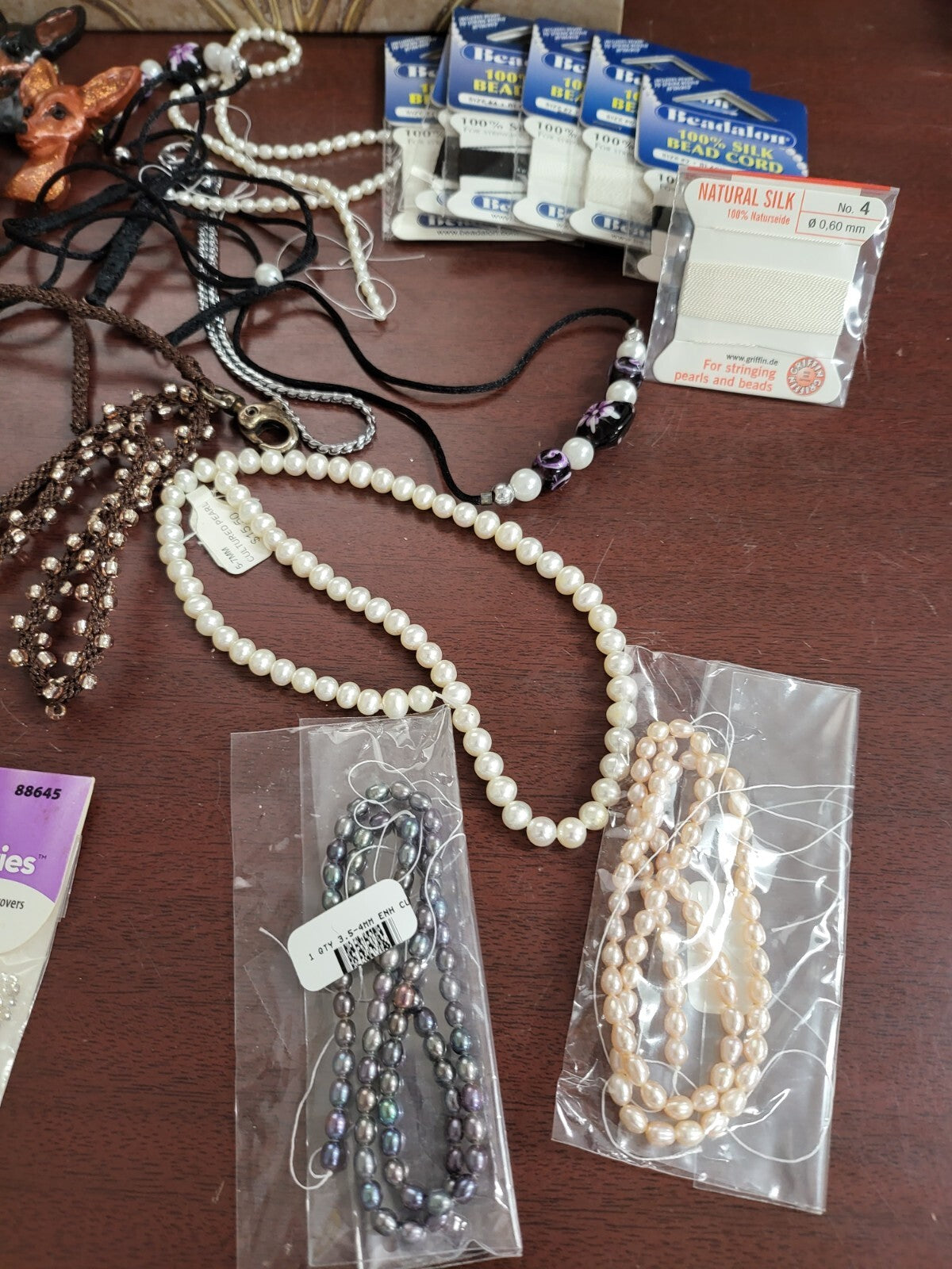 Large Jewelry & Making Lot 30+ pieces beads Necklaces Pins Silk & Paracord  #266