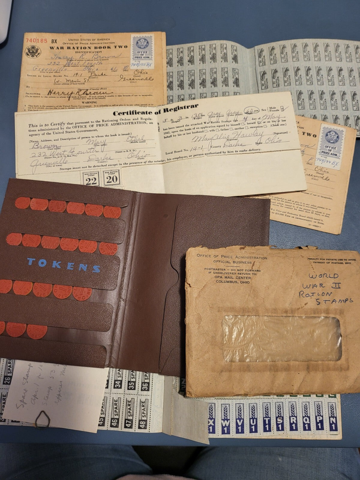 Ration Book & Token Holder Portfolio WWII  Stamps Books Tokens
