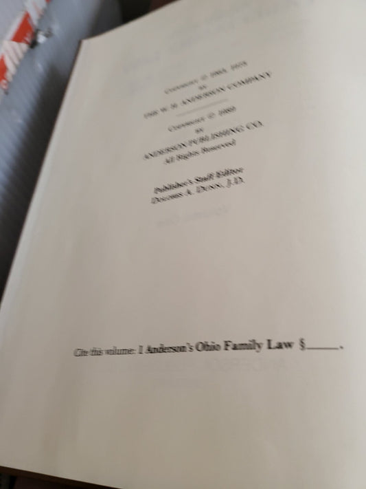 Anderson's Ohio Family Law 2nd Edition 1989 Volume 1 & 2 #2895