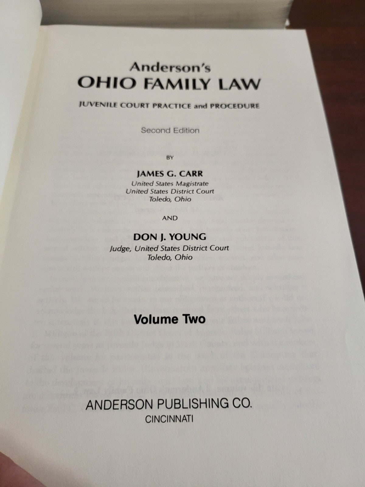 Anderson's Ohio Family Law 2nd Edition 1989 Volume 1 & 2 #2895