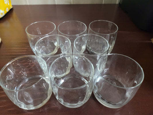 8 Vintage Clear Blown Glass Rocks Glasses 3.5H x 3.25"W  Whiskey Cocktail