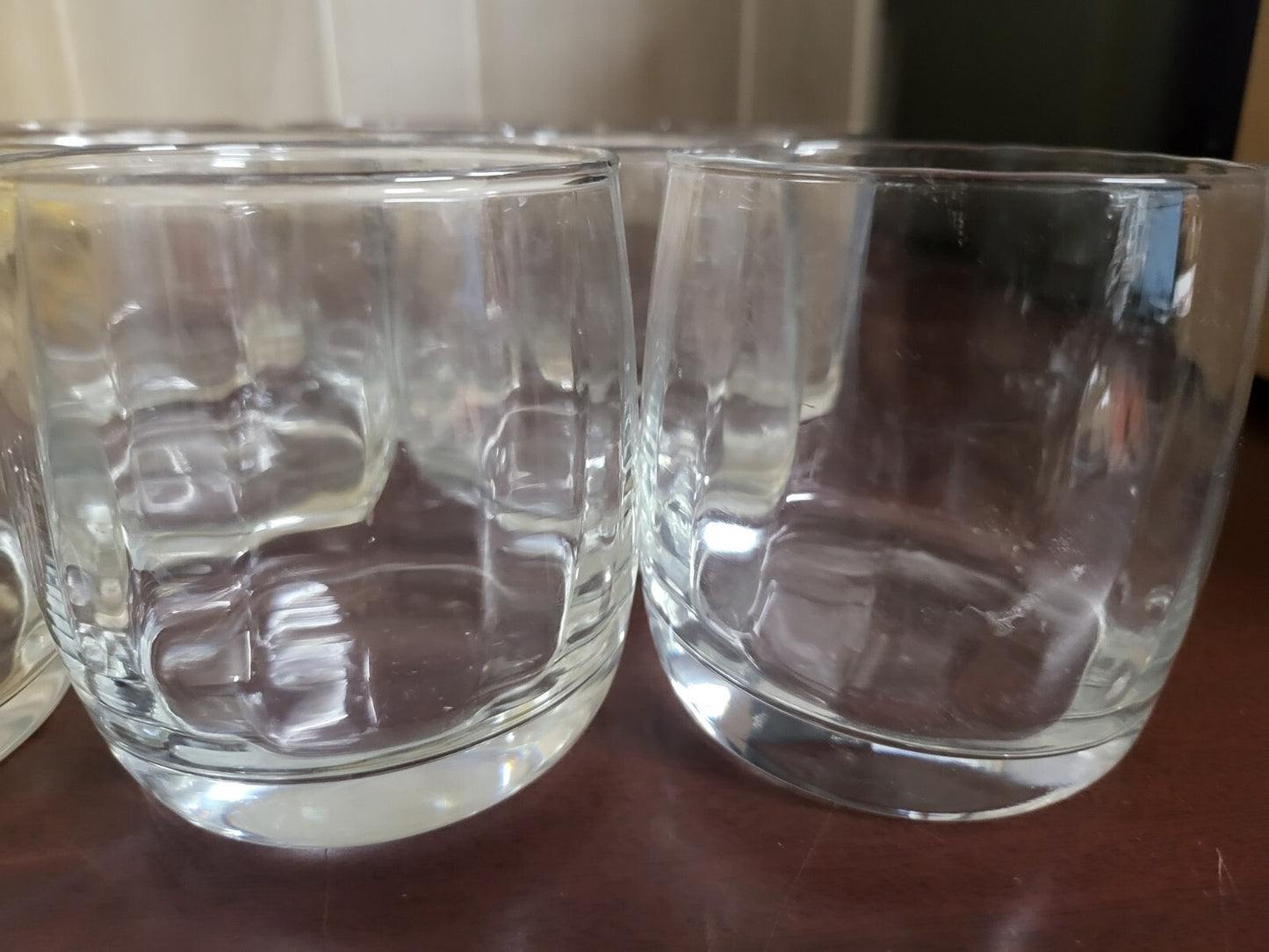 8 Vintage Clear Blown Glass Rocks Glasses 3.5H x 3.25"W  Whiskey Cocktail