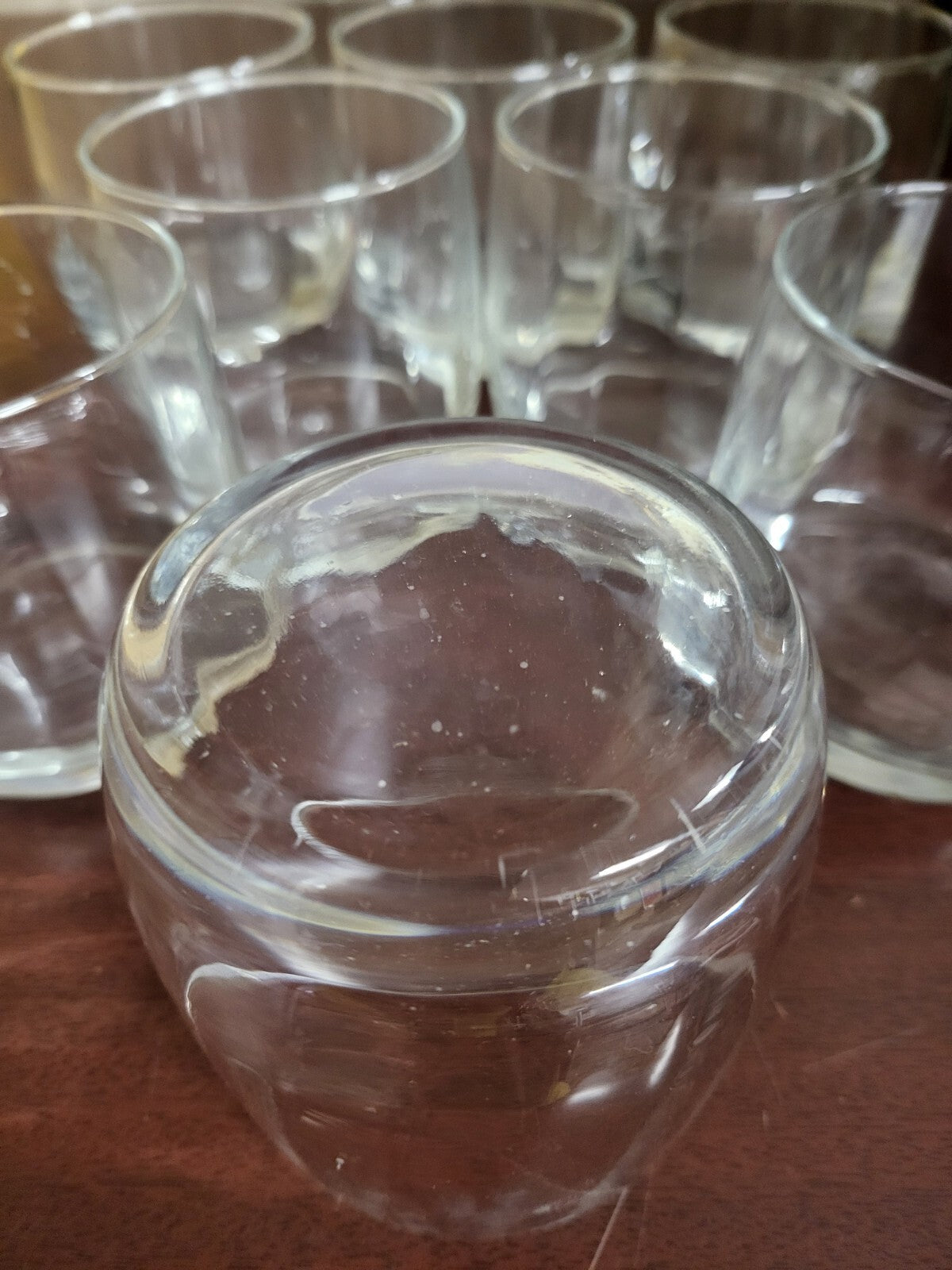 8 Vintage Clear Blown Glass Rocks Glasses 3.5H x 3.25"W  Whiskey Cocktail
