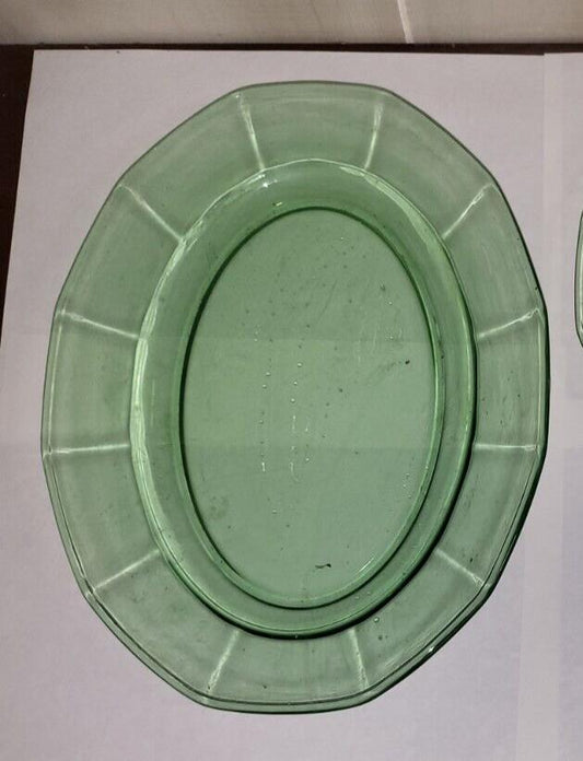 Vintage Green Vaseline Uranium Glass   Serving Plate