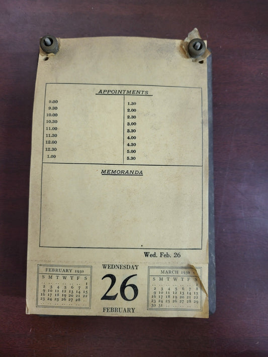 1930 Desk Appointment Calendar 9 x 6" Refillable  #4318