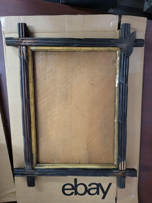 Antique Black Forest Adirondack Style 19.25 x 15" Wood Frame   *See Desc #5