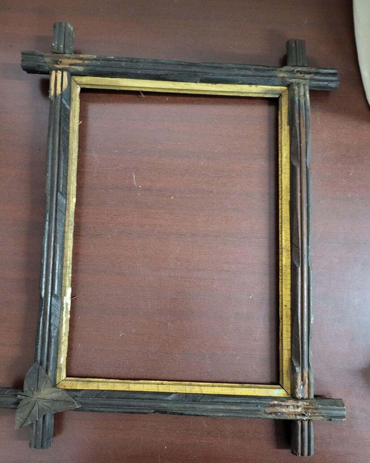 Antique Black Forest Adirondack Style 19.25 x 15" Wood Frame   *See Desc #5