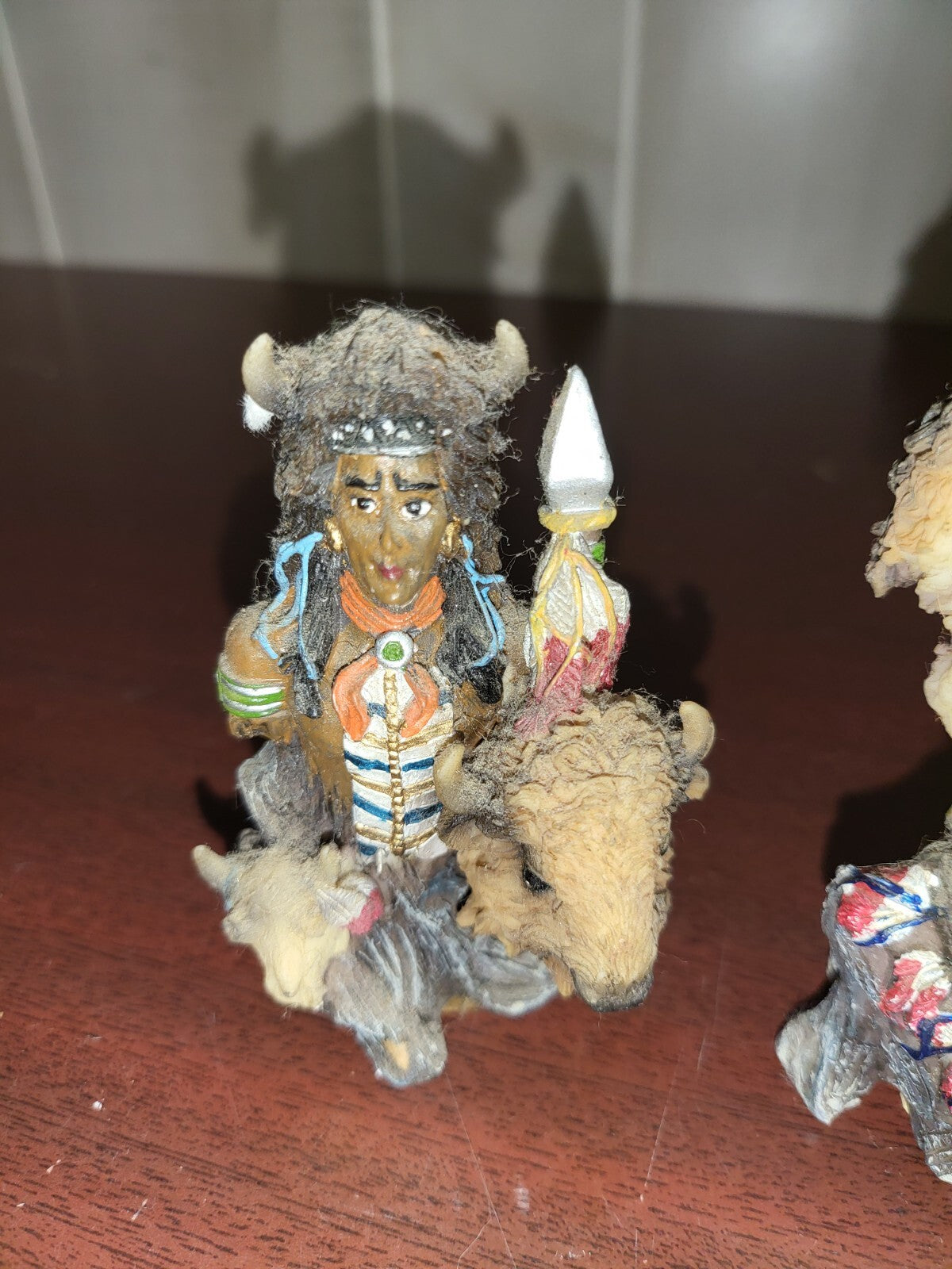 3 Native American Indian & Animal Figurines 3.5"H Ceramic #4126