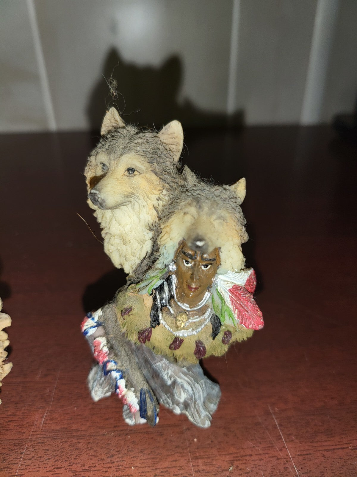 3 Native American Indian & Animal Figurines 3.5"H Ceramic #4126
