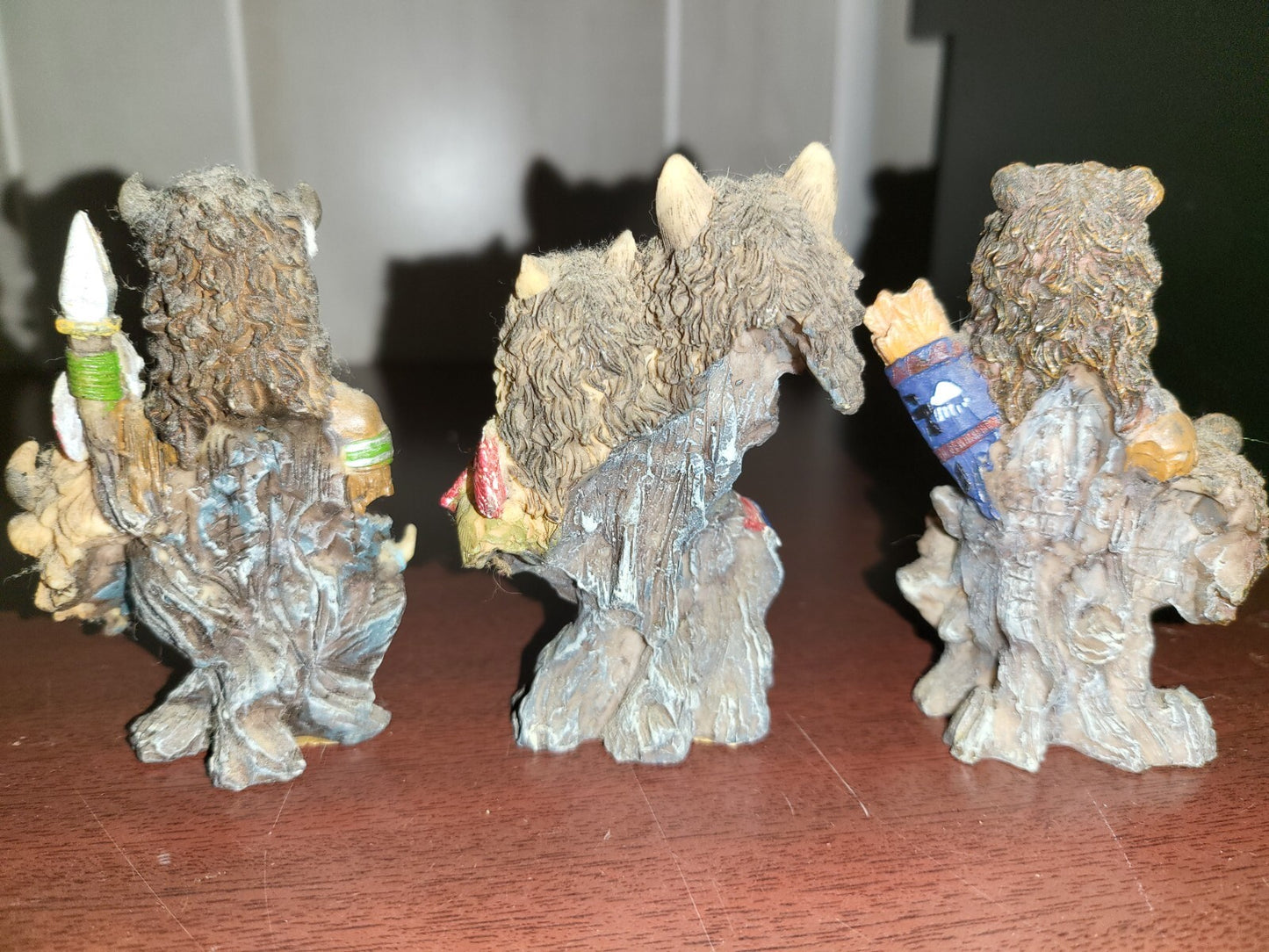 3 Native American Indian & Animal Figurines 3.5"H Ceramic #4126