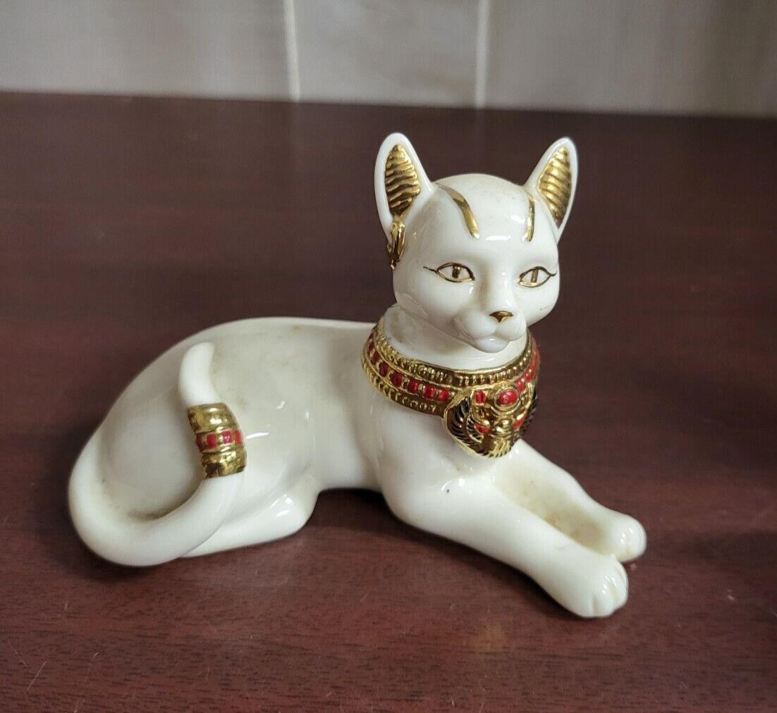 Lenox Cat Figurine White Egyptian Goddess 4.5 x 3.5" Bone China 1999