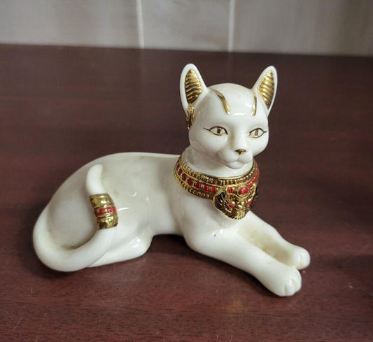 Lenox Cat Figurine White Egyptian Goddess 4.5 x 3.5" Bone China 1999