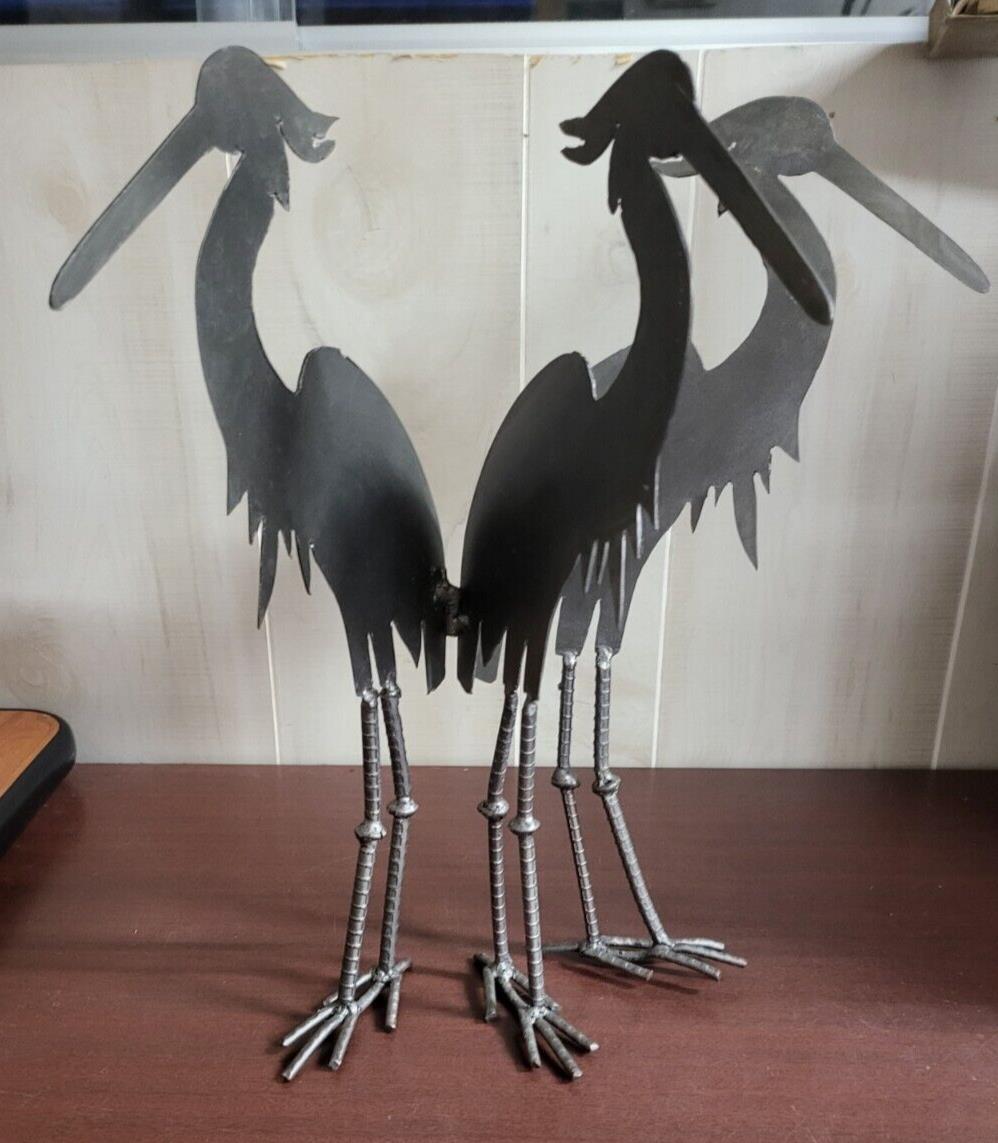 Steel Flamingo Yard Ornaments Hinged 16"H