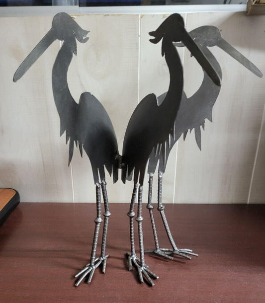 Steel Flamingo Yard Ornaments Hinged 16"H