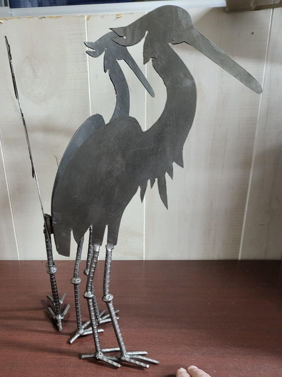 Steel Flamingo Yard Ornaments Hinged 16"H