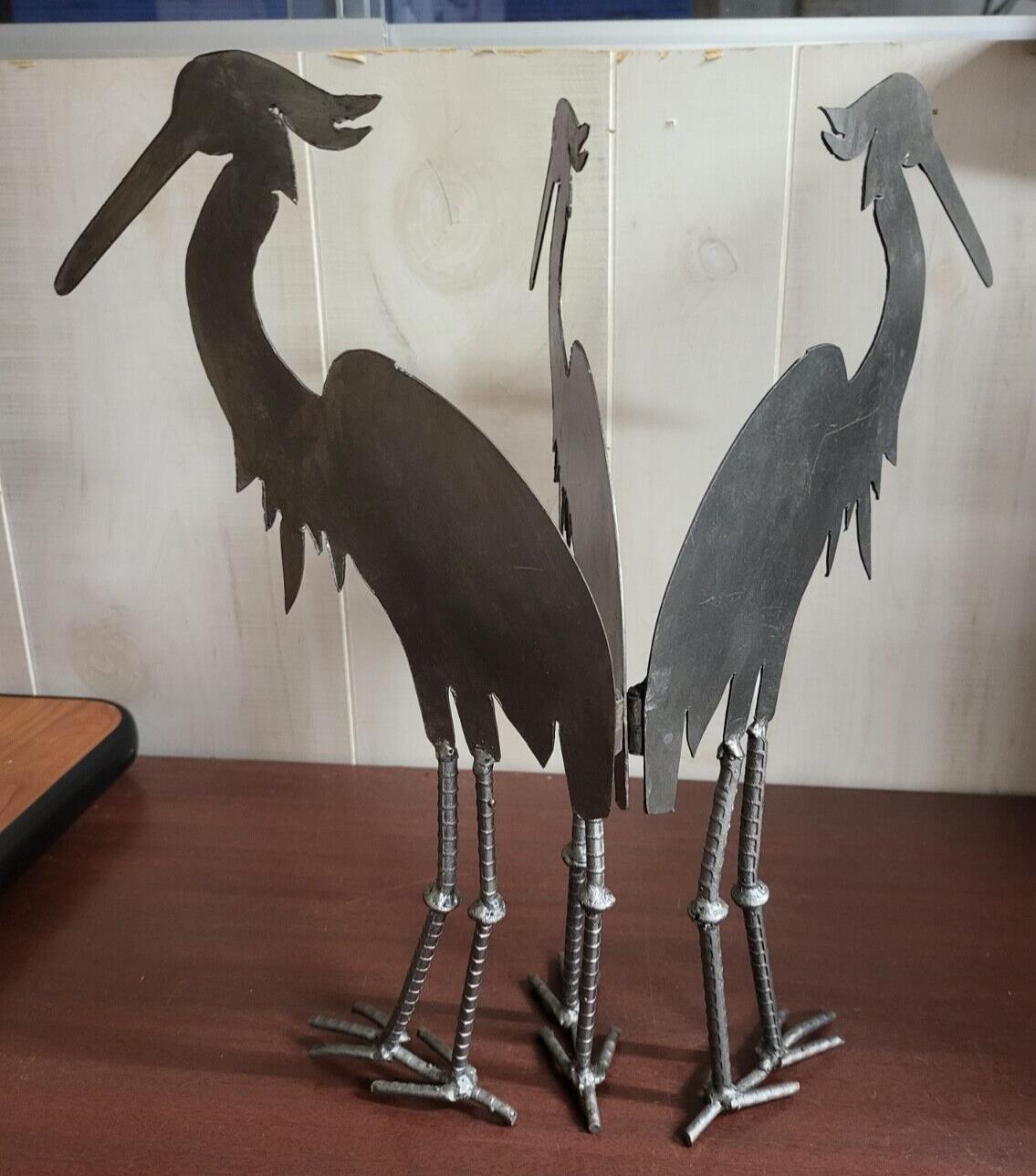 Steel Flamingo Yard Ornaments Hinged 16"H