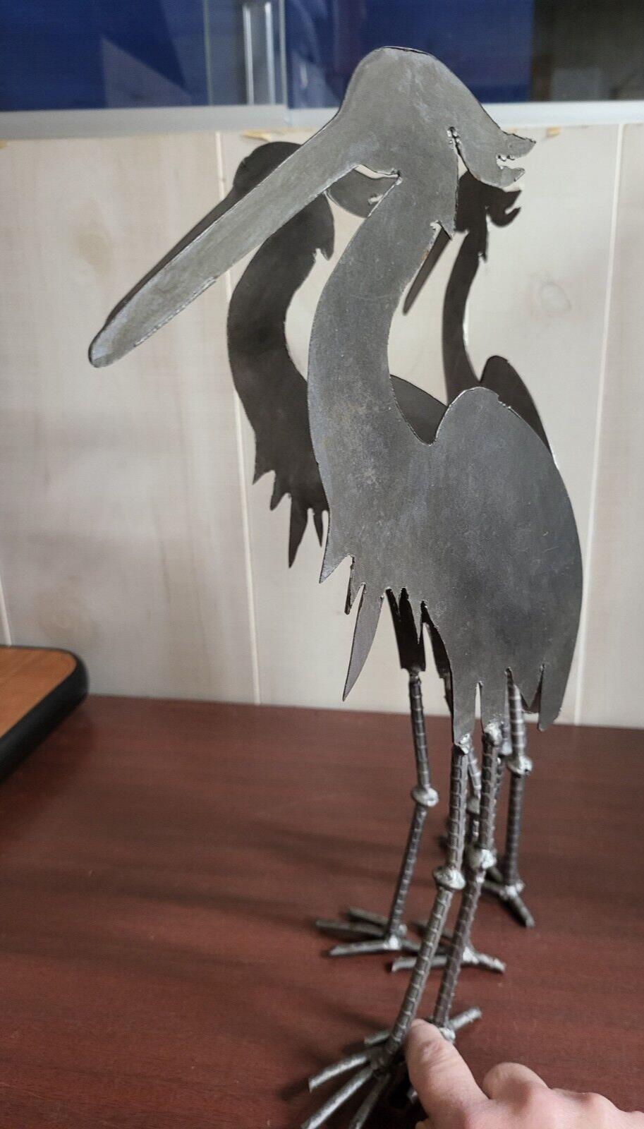 Steel Flamingo Yard Ornaments Hinged 16"H