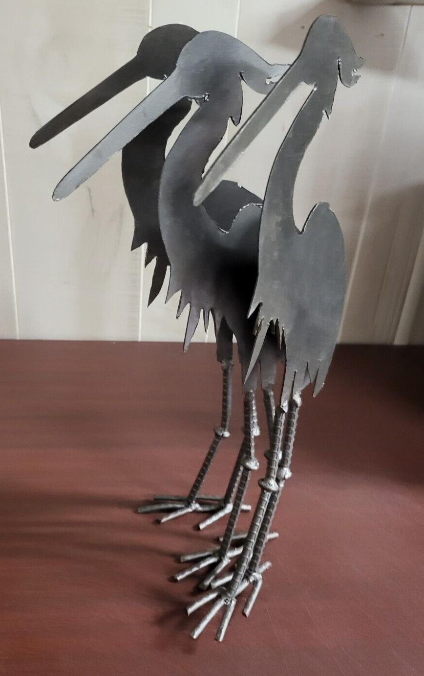 Steel Flamingo Yard Ornaments Hinged 16"H