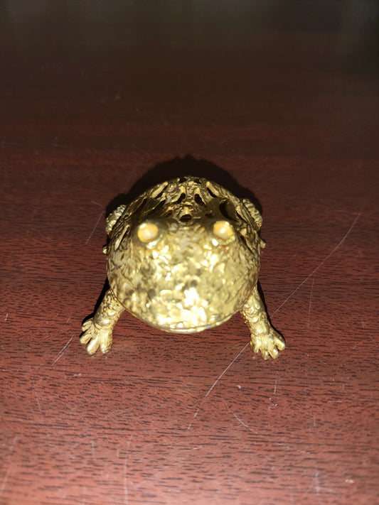 Gold Metal Frog Ring Box 2 pc 2.25"L Trinket Box Décor  4oz  #3080