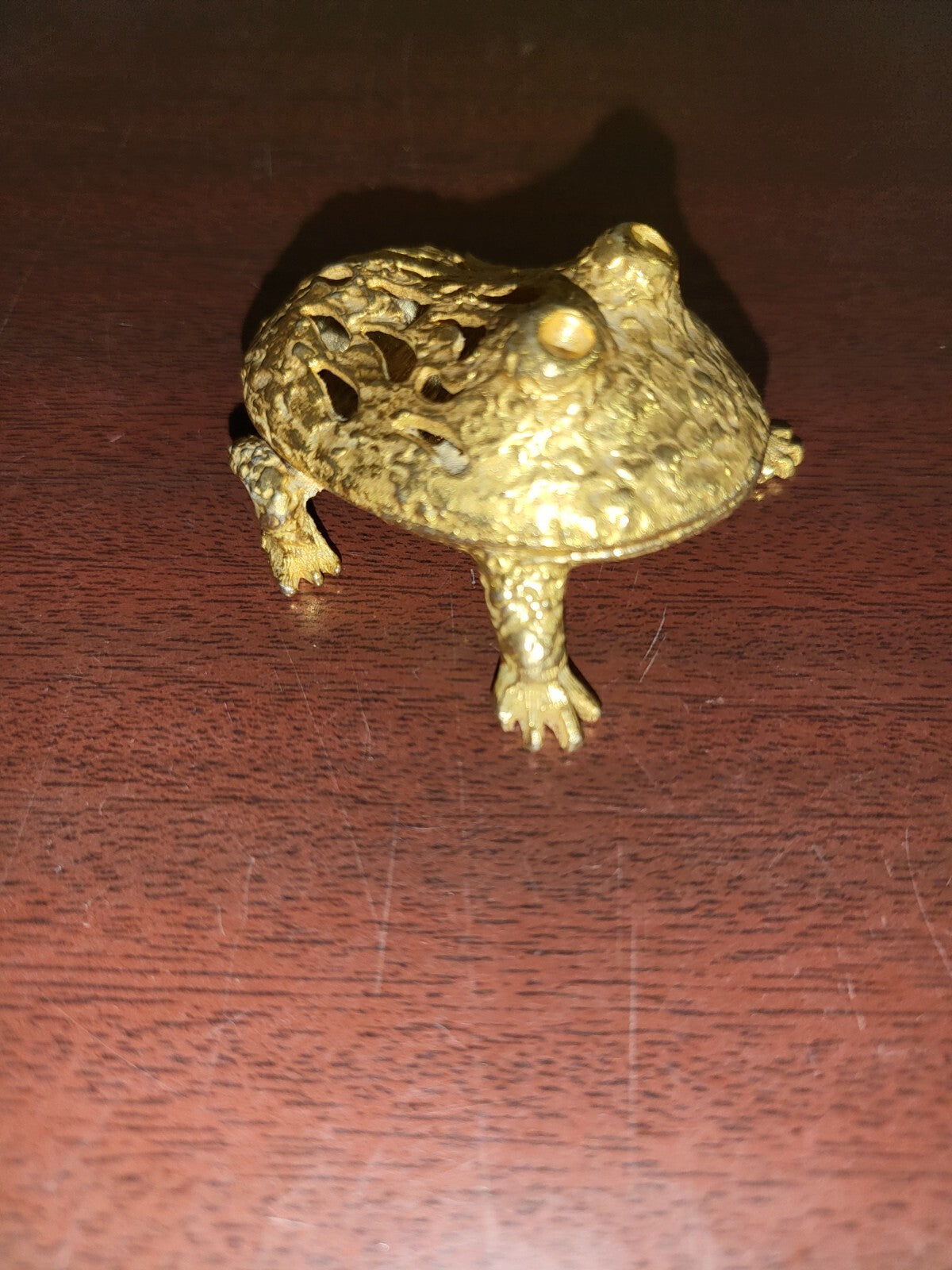 Gold Metal Frog Ring Box 2 pc 2.25"L Trinket Box Décor  4oz  #3080