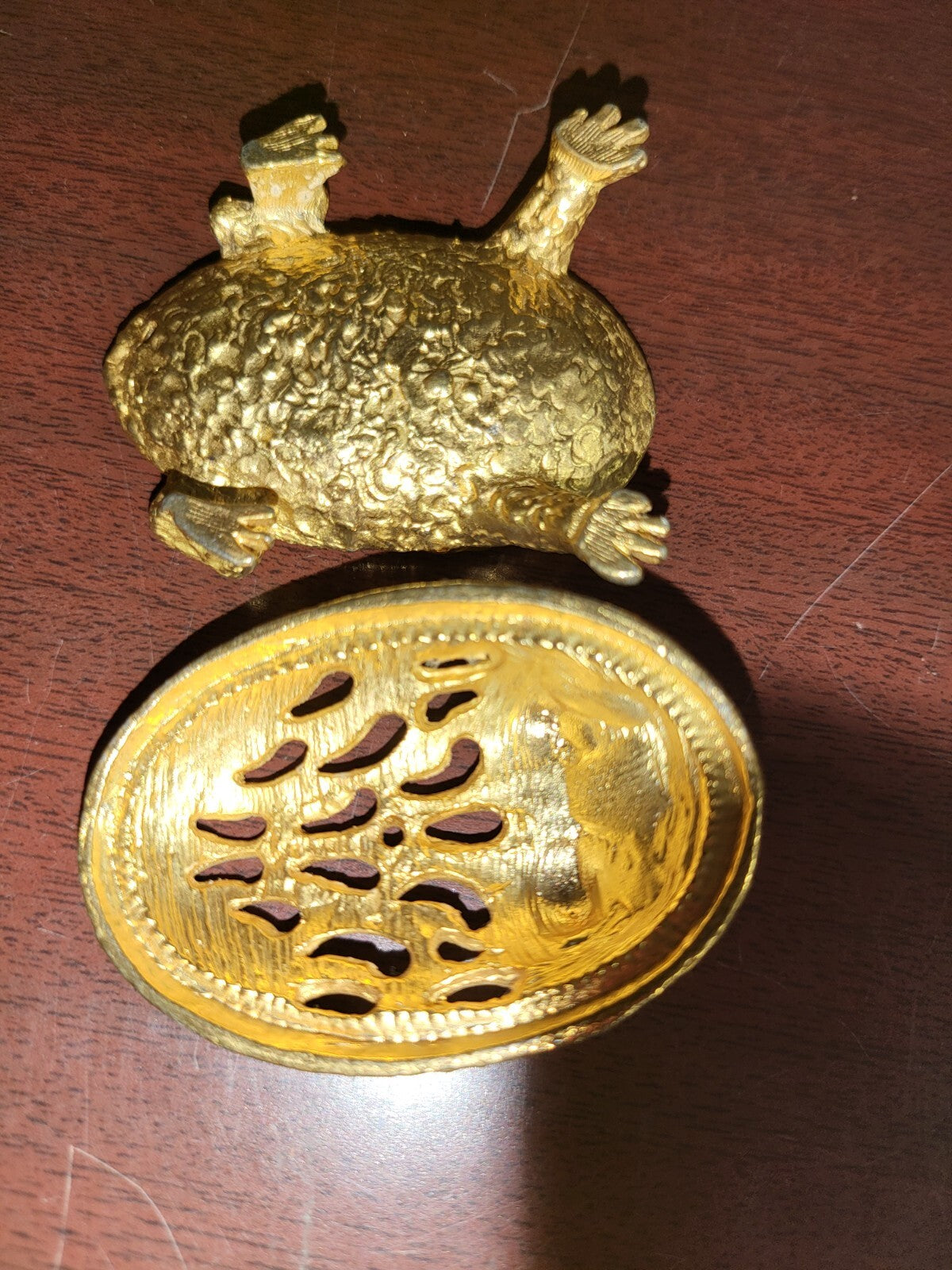 Gold Metal Frog Ring Box 2 pc 2.25"L Trinket Box Décor  4oz  #3080