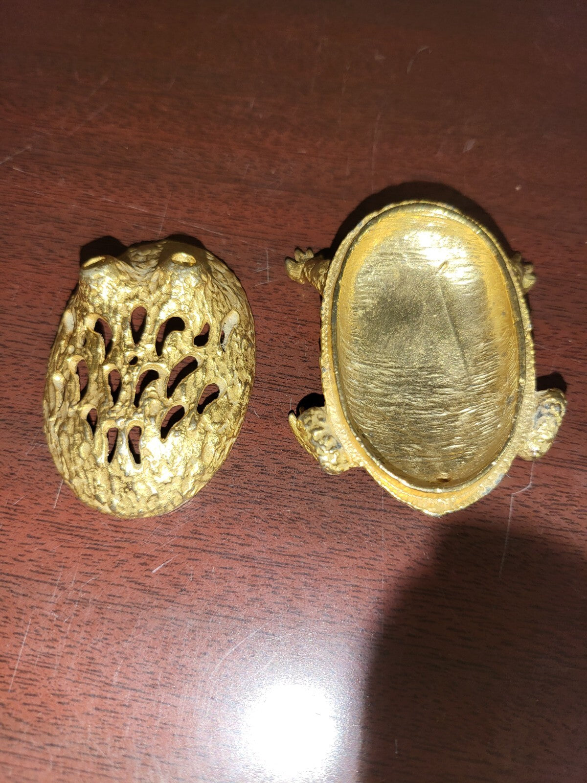 Gold Metal Frog Ring Box 2 pc 2.25"L Trinket Box Décor  4oz  #3080