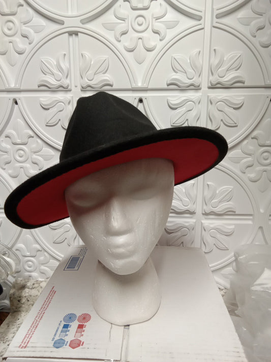 KENDALL & KYLIE Hat Fedora Black Red Lining Ivory Tortoiseshell Chain One Size