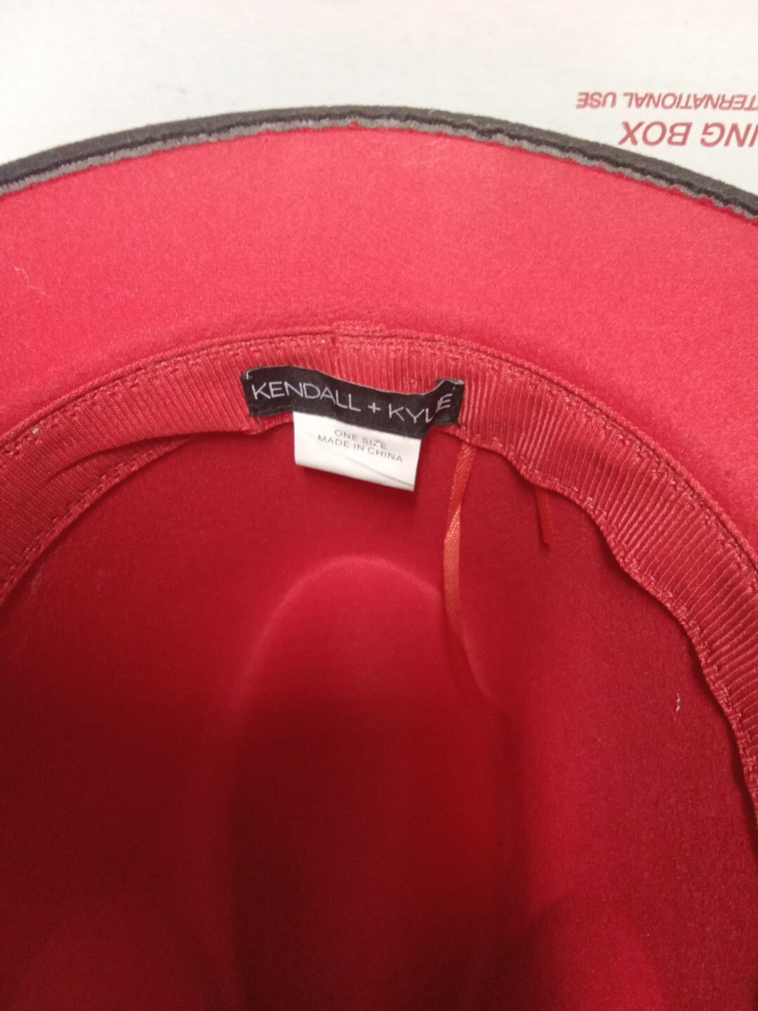 KENDALL & KYLIE Hat Fedora Black Red Lining Ivory Tortoiseshell Chain One Size