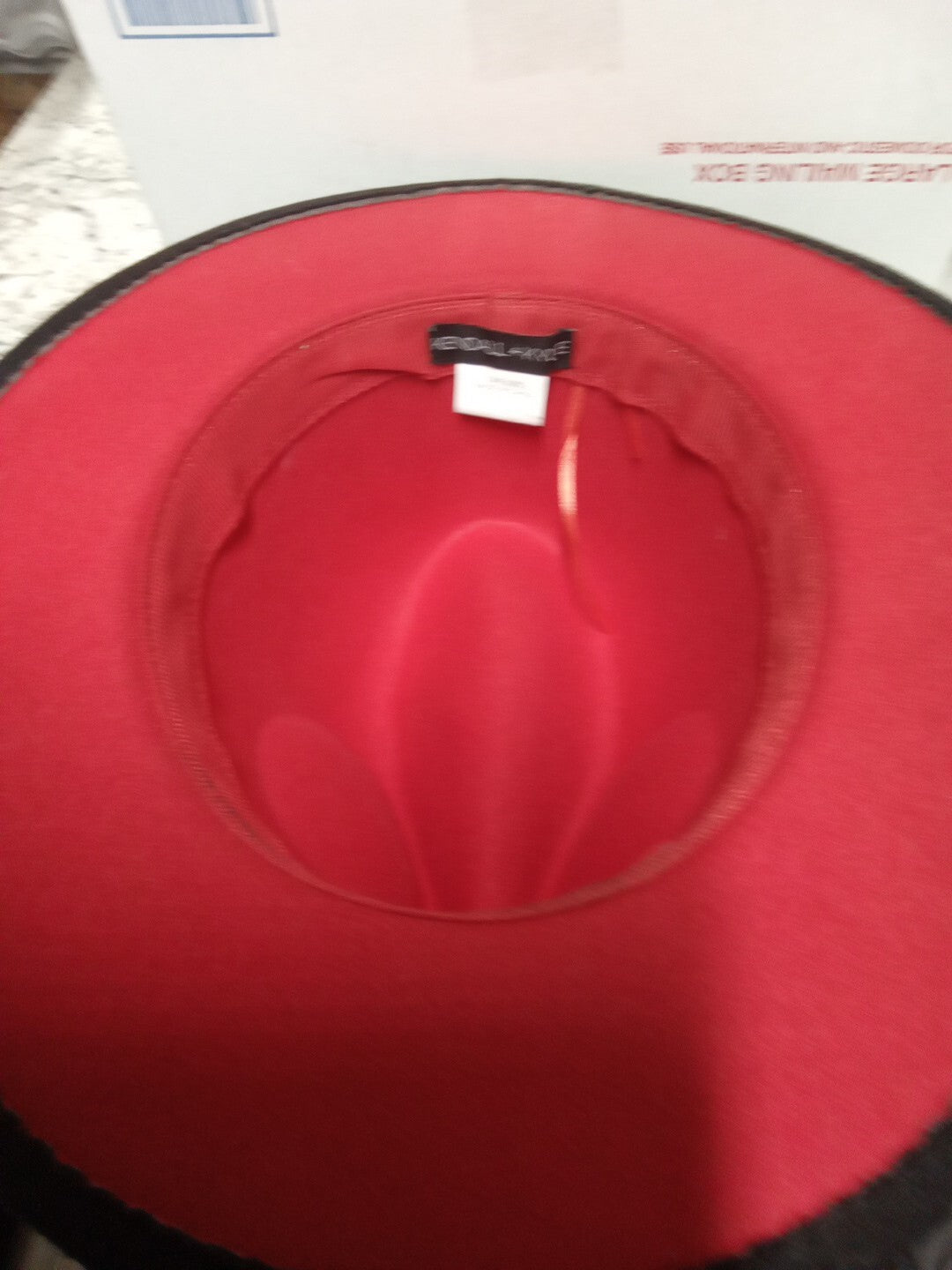 KENDALL & KYLIE Hat Fedora Black Red Lining Ivory Tortoiseshell Chain One Size