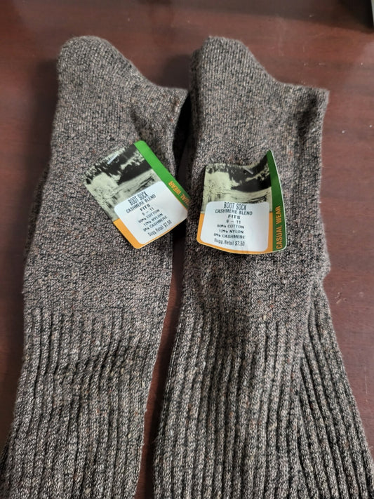 2 pair Boot Socks Brown Fits size 9 - 11 Cashmere Blend Casual Wear
