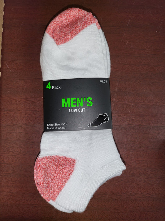 Mens Socks 4 pr Low Cut White size 6-12 Collective Soles