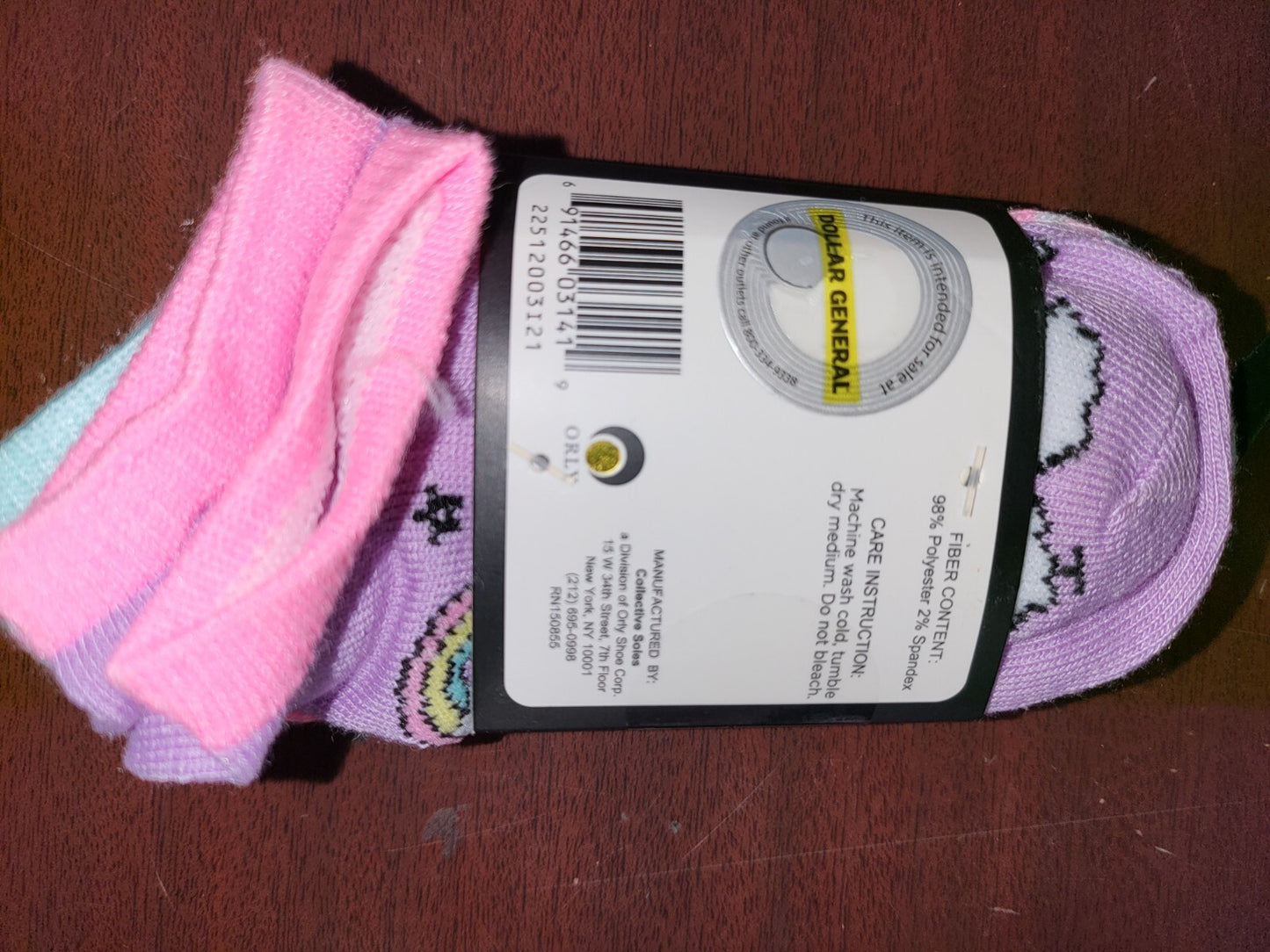 Girls Socks 4 pr No Show Pastels size SMALL 7-10 Collective Soles