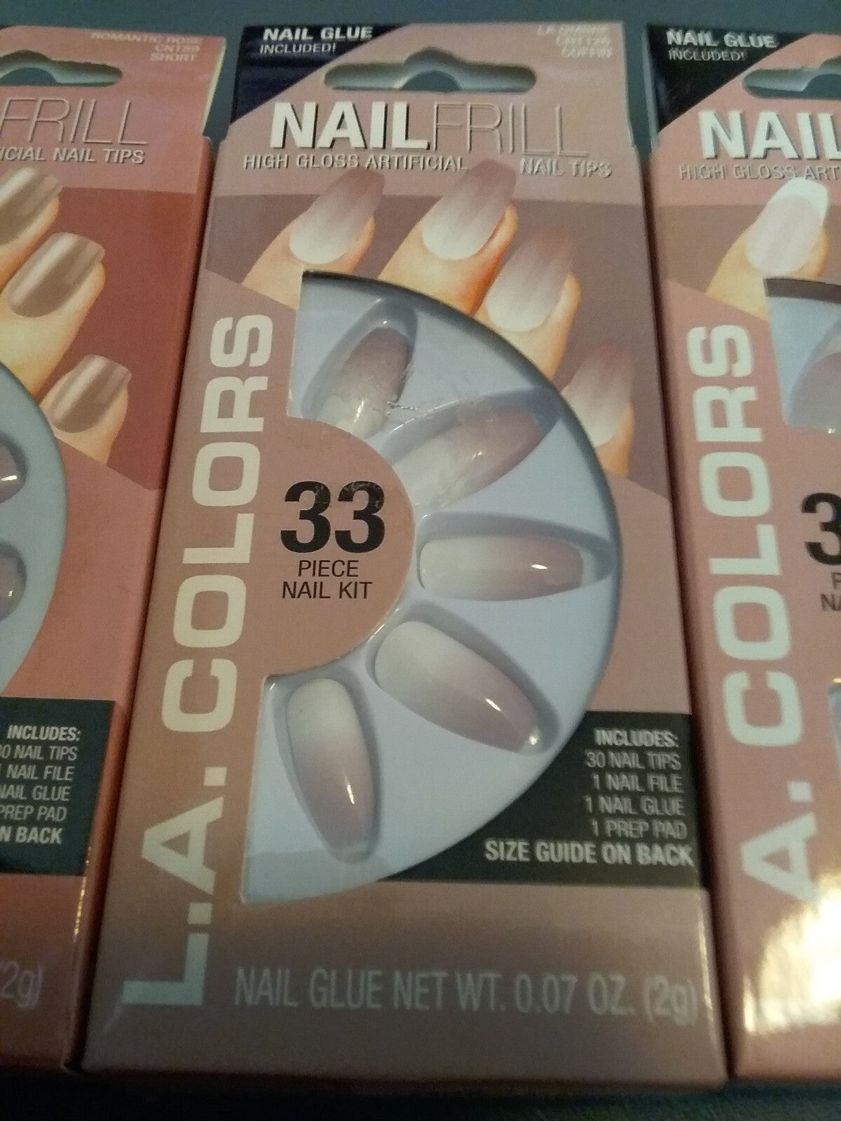 LA Colors Nail Frill High Gloss Artificial Nail Tips & Glue 33 ct La Ombre