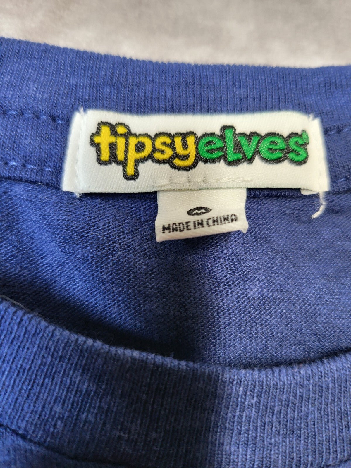Tispy Elves T-Shirt Blue MEDIUM Not Today Rona US Flag Ch 17" Sh 20" L 26"