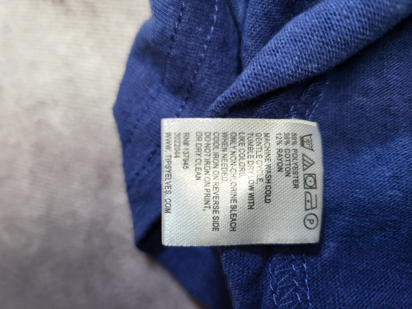 Tispy Elves T-Shirt Blue MEDIUM Not Today Rona US Flag Ch 17" Sh 20" L 26"