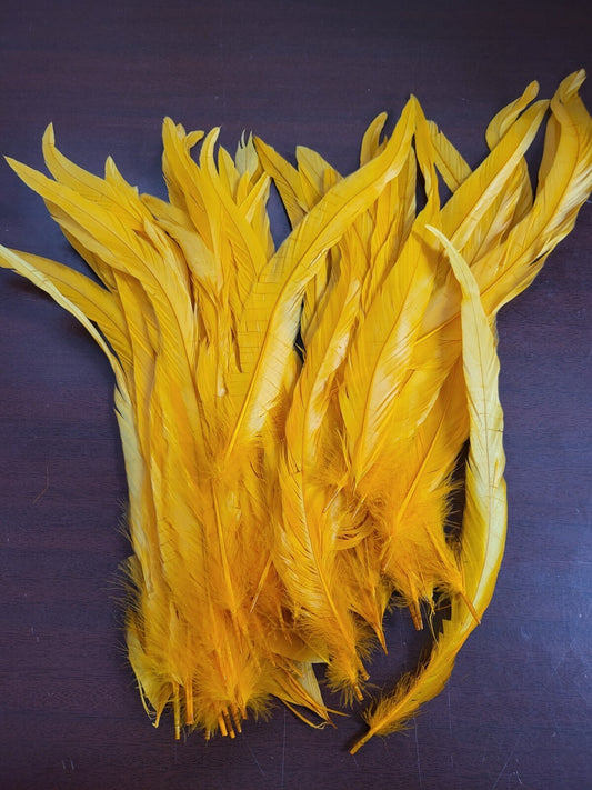 50 Feathers 12-14" Bold Yellow Gold Synthetic Craft Supply