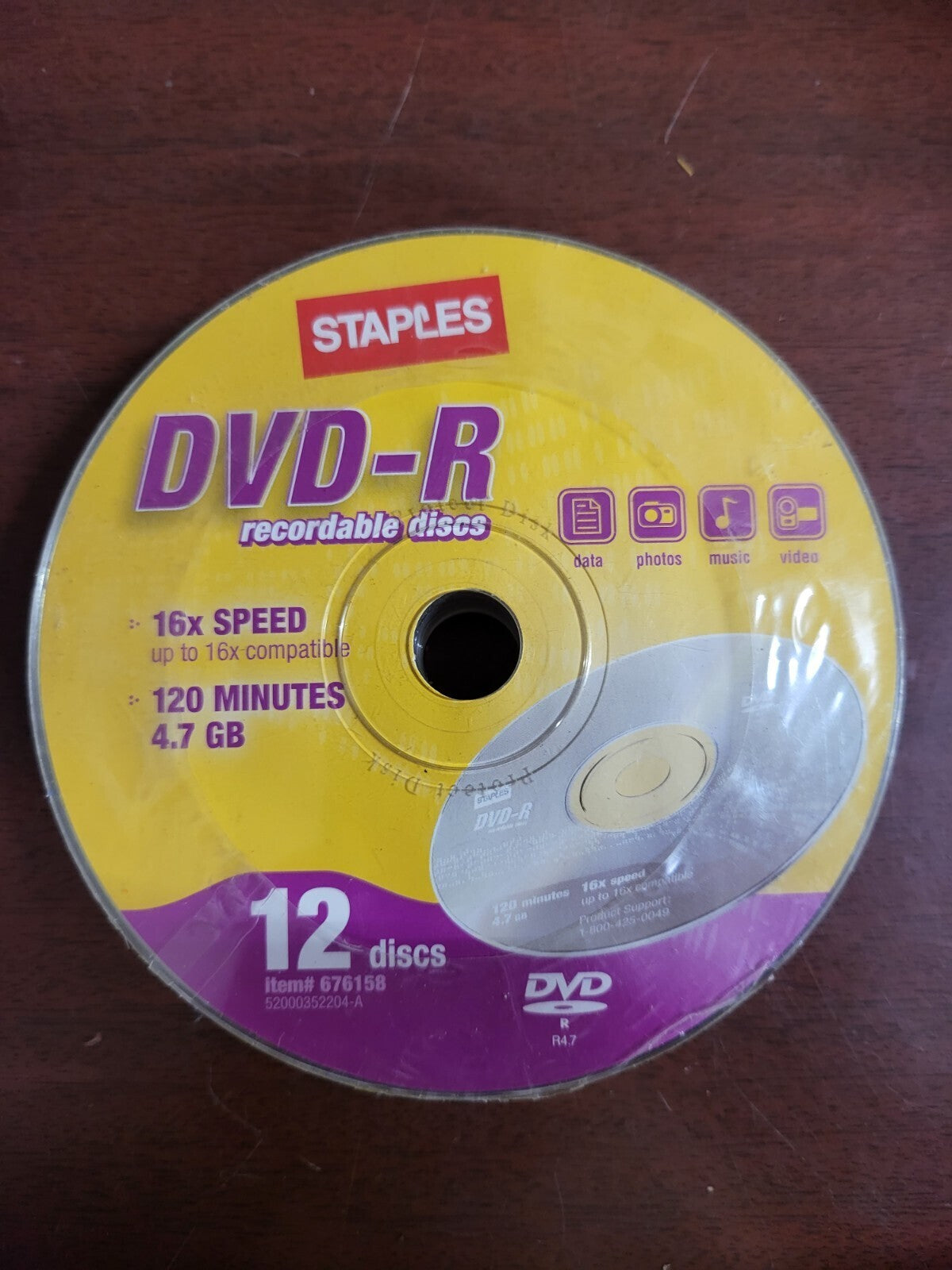 12 count DVD-R 16x Speed 120 Minutes 4.7GB Recordable Disks    Staples