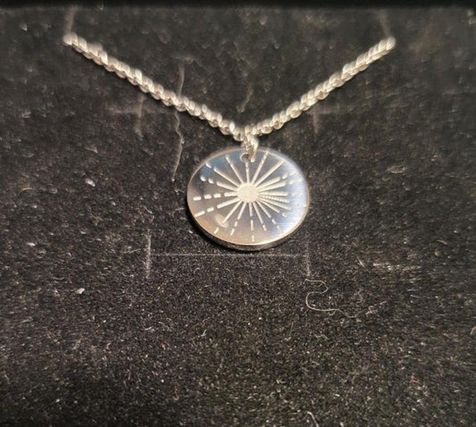 Necklace 18" Chain +Ext Reversible Pendant Starburst / Blank ~1/2"