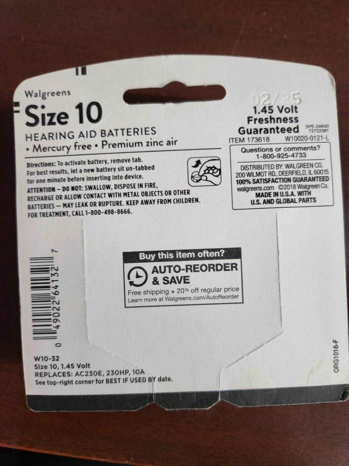 32 count Hearing Aid Battery size 10 NIP  Watch Battery Walgreens