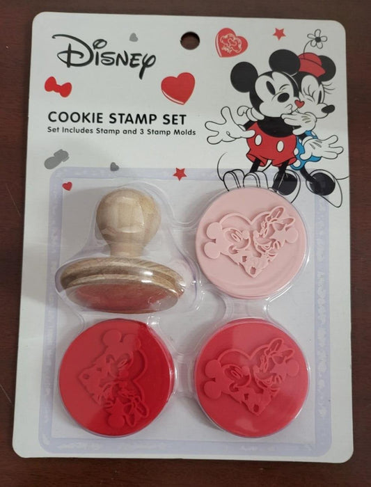 Disney Cookie Stamp Set Minnie Mouse 3 - 2" Molds & 1 Wood Stamper Handle