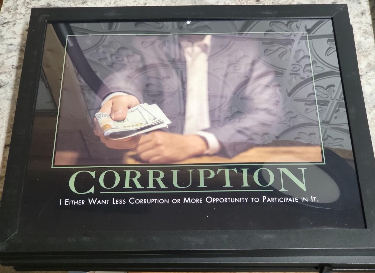 DeMotivational Poster CORRUPTION 11 x 14" FRAMED Funny Novelty Insult Corruption